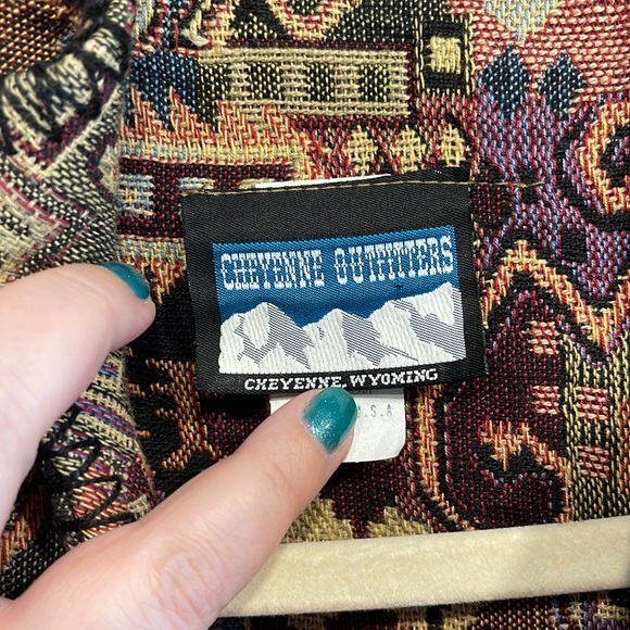 CHEYENNE OUTFITTERS M vintage geometric tapestry jacket coat blazer - Picture 3 of 10